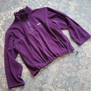 Vintage Eddie Bauer Fleece Pullover Allover Eggplant Purple Oxblood Plum Size XL